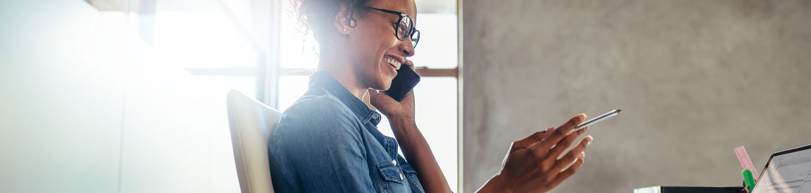 Female business owner talking on phone