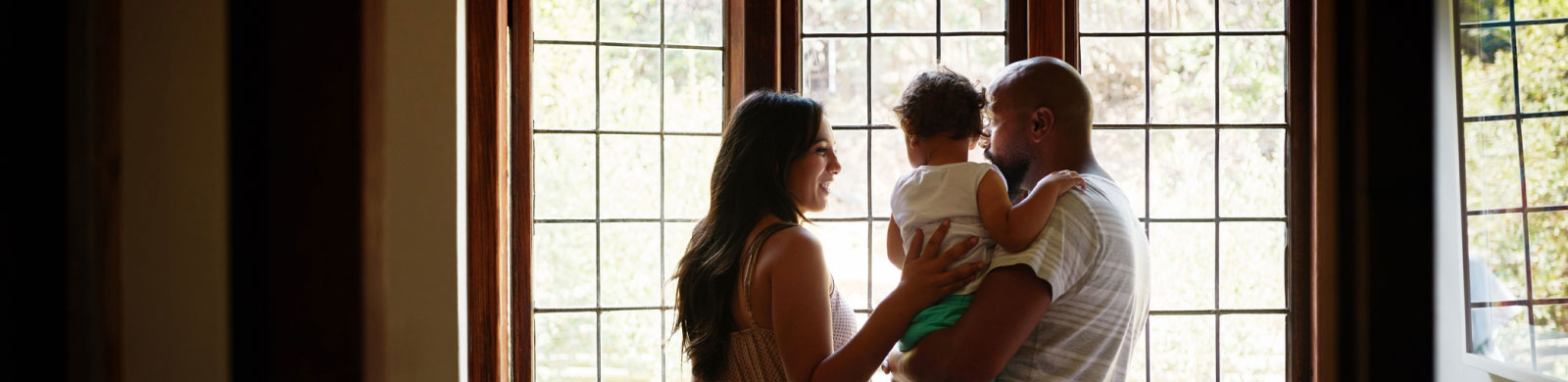 family at window